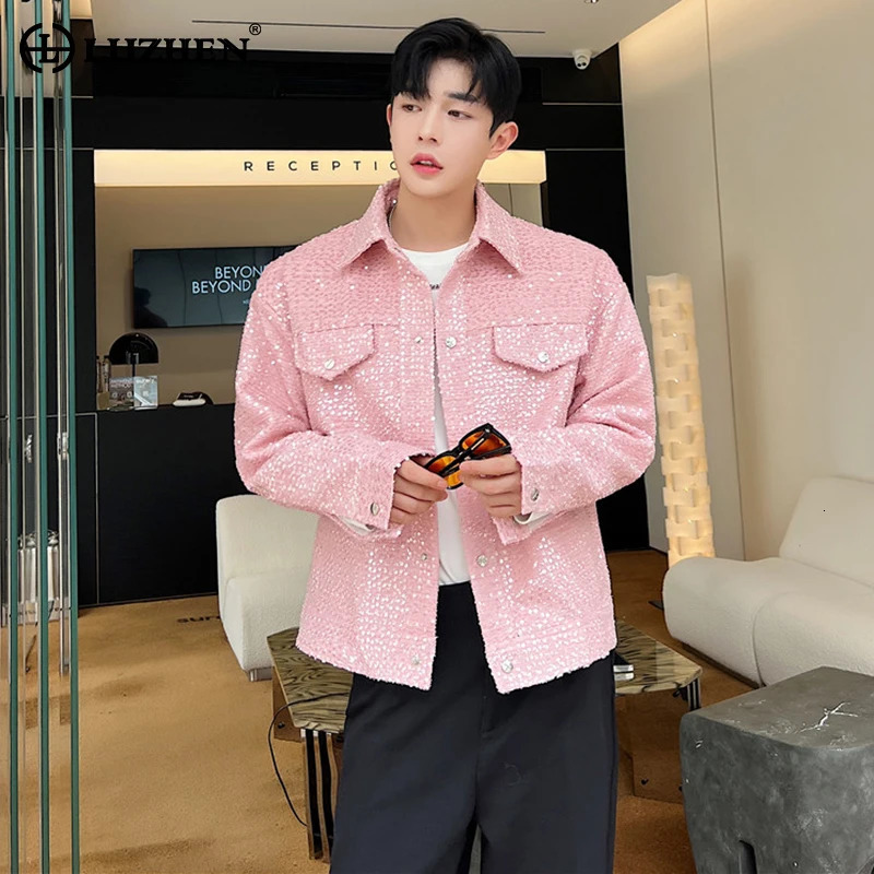 LUZHEN 2024 Autumn Trendy Sequin Decorate Elegant Casual Jacket Mens High Street Korean Fashion Handsome Coat LZ1038 250207 a4