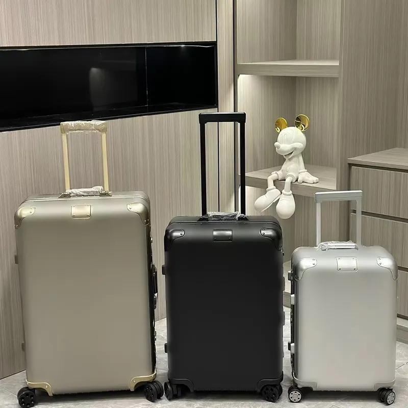 Designer Carry-on Suitcase Luggage Metallic glossy Alloy Luxury Boxes Trolley Case Travel Bag high-capacity Password Suitcases Boarding Case-image-1043907056