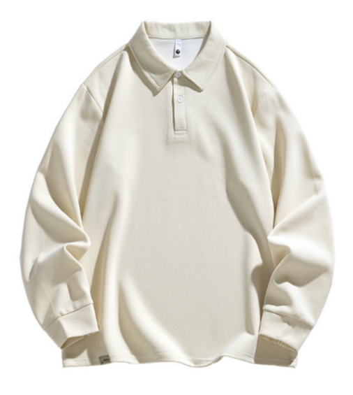 102 Men Long-sleeved Autumn and Winter Heavy Loose Solid Color Lapel Youth Casual