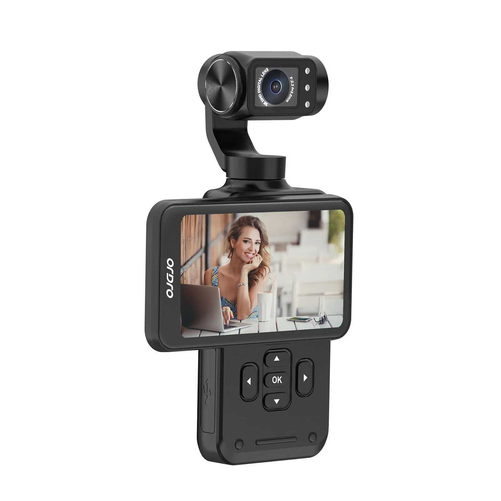 Sports Action Video Cameras ORDRO M5 Pocket Video Camera Action Vlogging Digital Camcorder 5K 3-axis Face Tracking 3.5 Touch Screen Infrared Nigh-image-1043953024