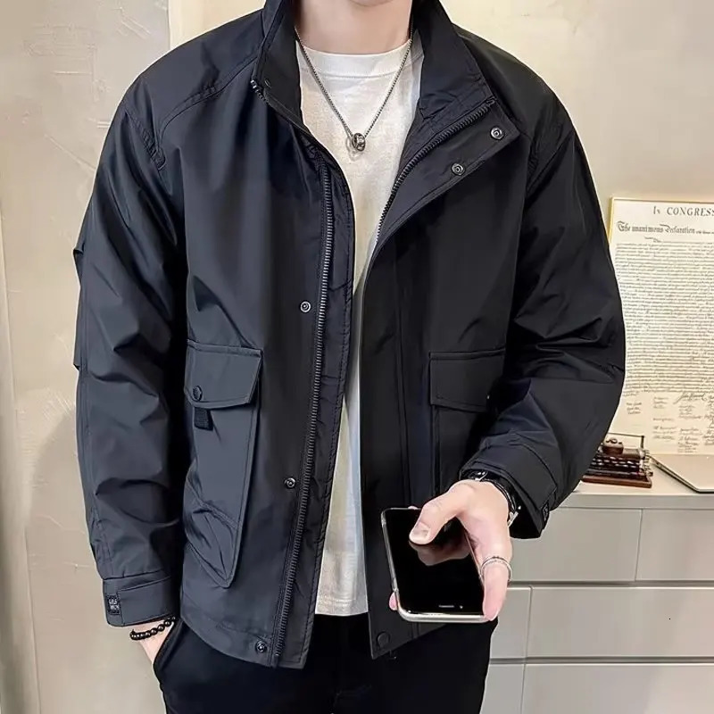 Mens Loose College Jackets Hip Hop Jacket Women Spring Autumn Soild Color Black Windbreaker Retro Casual Coats 250207BJ