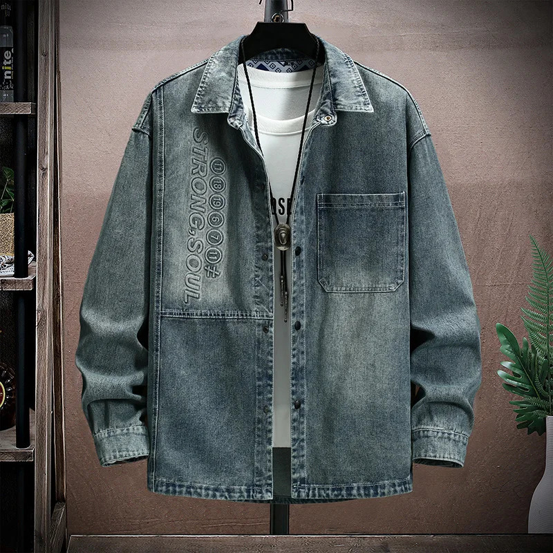 Casual Mens Washed Cotton Denim Shirts Spring Autumn Hip Hop Streetwear Slim Fit Jackets Cowboy Retro Jeans Youth Top Coat 250207BJ