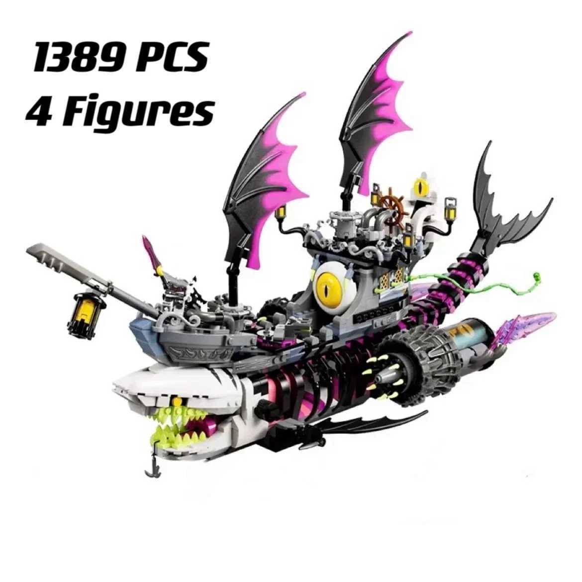 2023 New 71469 Dream Nightmare Shark Ship Building Blocks Bricks Toy Set Ship Monster Vehicle Toy for Creative Play Gift for KidC250210-image-1044087932