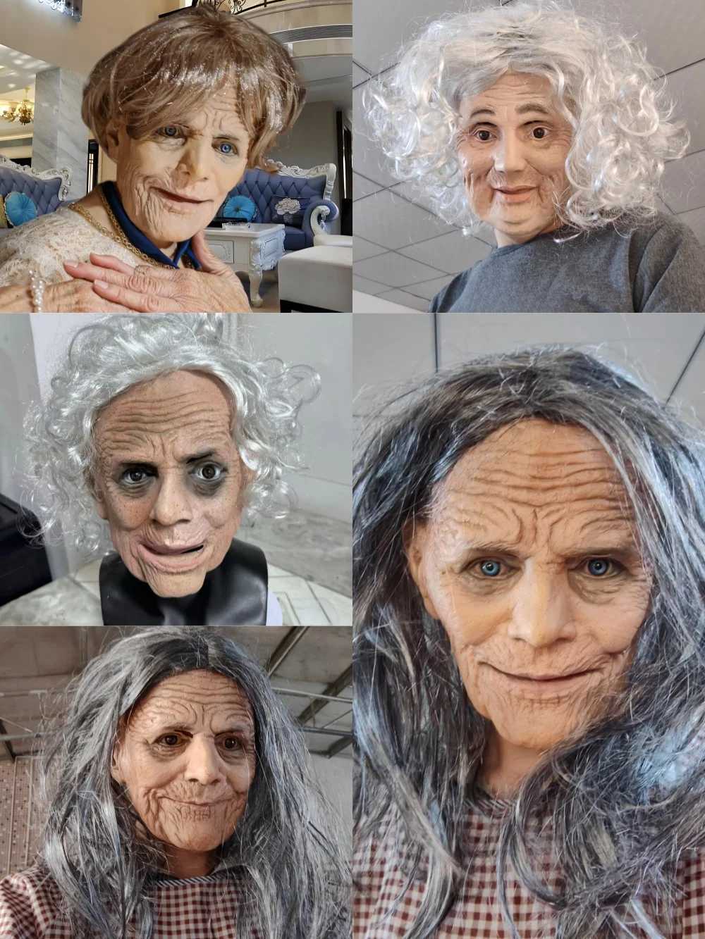 Halloween Realistic Old Man Mask Horror Grandma Latex Mask with Wrinkles Masquerade Role Play Party Costume Props Y250210-image-1044054923