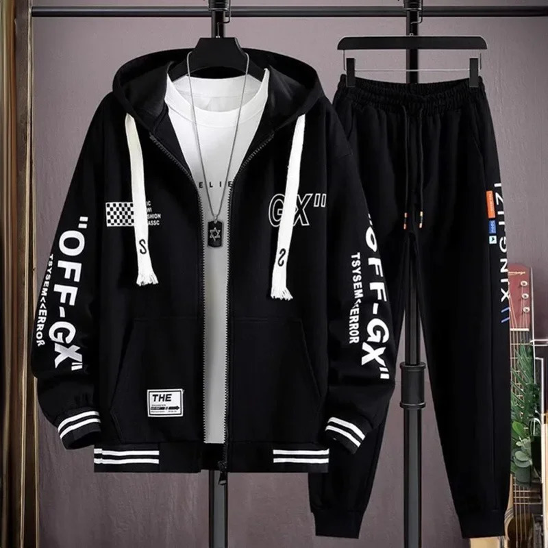 M-6XL Oversized Mens Hoodie Tracksuits Jacket Sweatpants 2 Piece Set Outdoor Fitness Jogging Sets Sports Zipper Hoodie 2024 250208