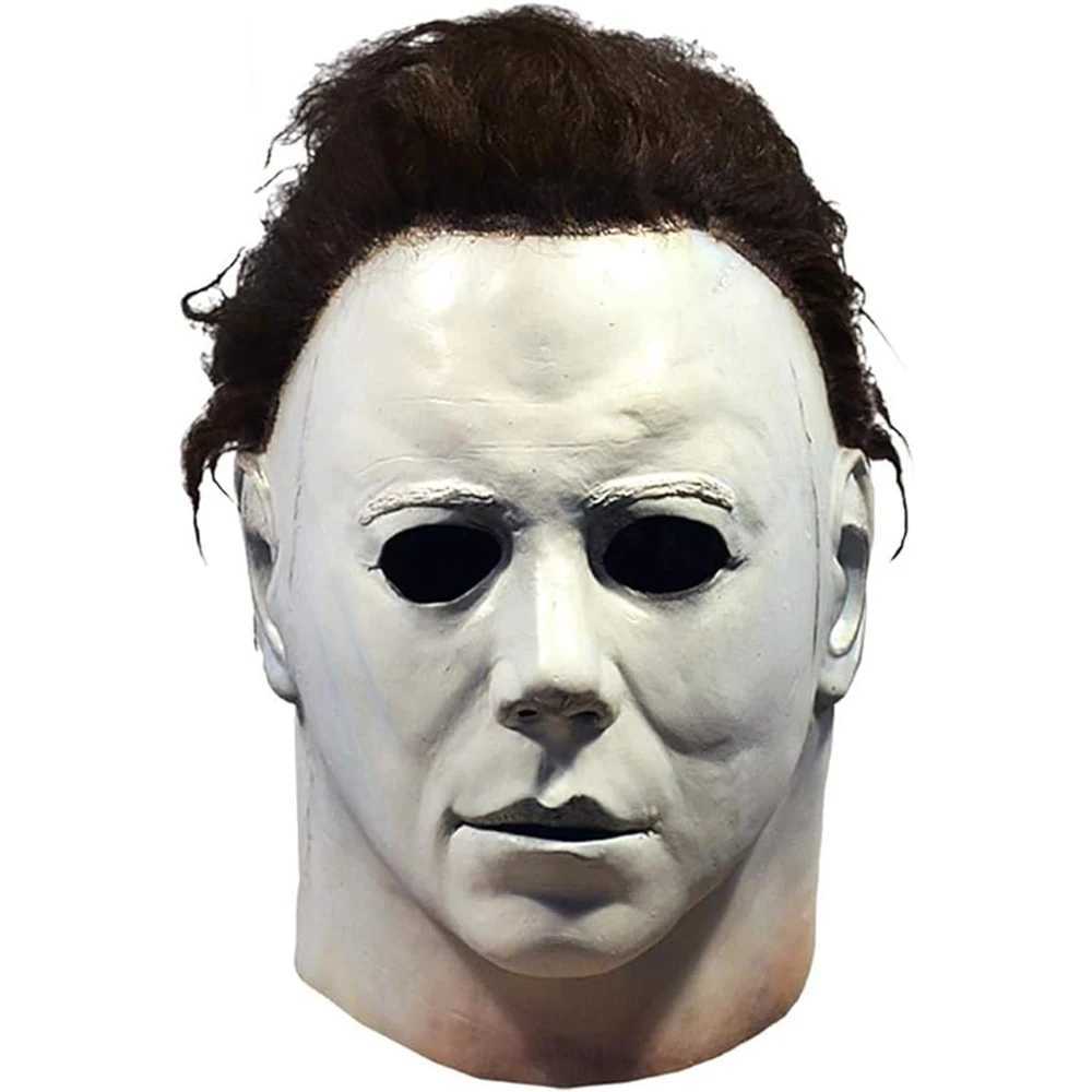 Halloween Mask Michael Myers White Latex Mask Movie Cosplay Rave Party Horror Killer Michael Myers Mask Prank Props Kids Gifts Y250210-image-1044055011