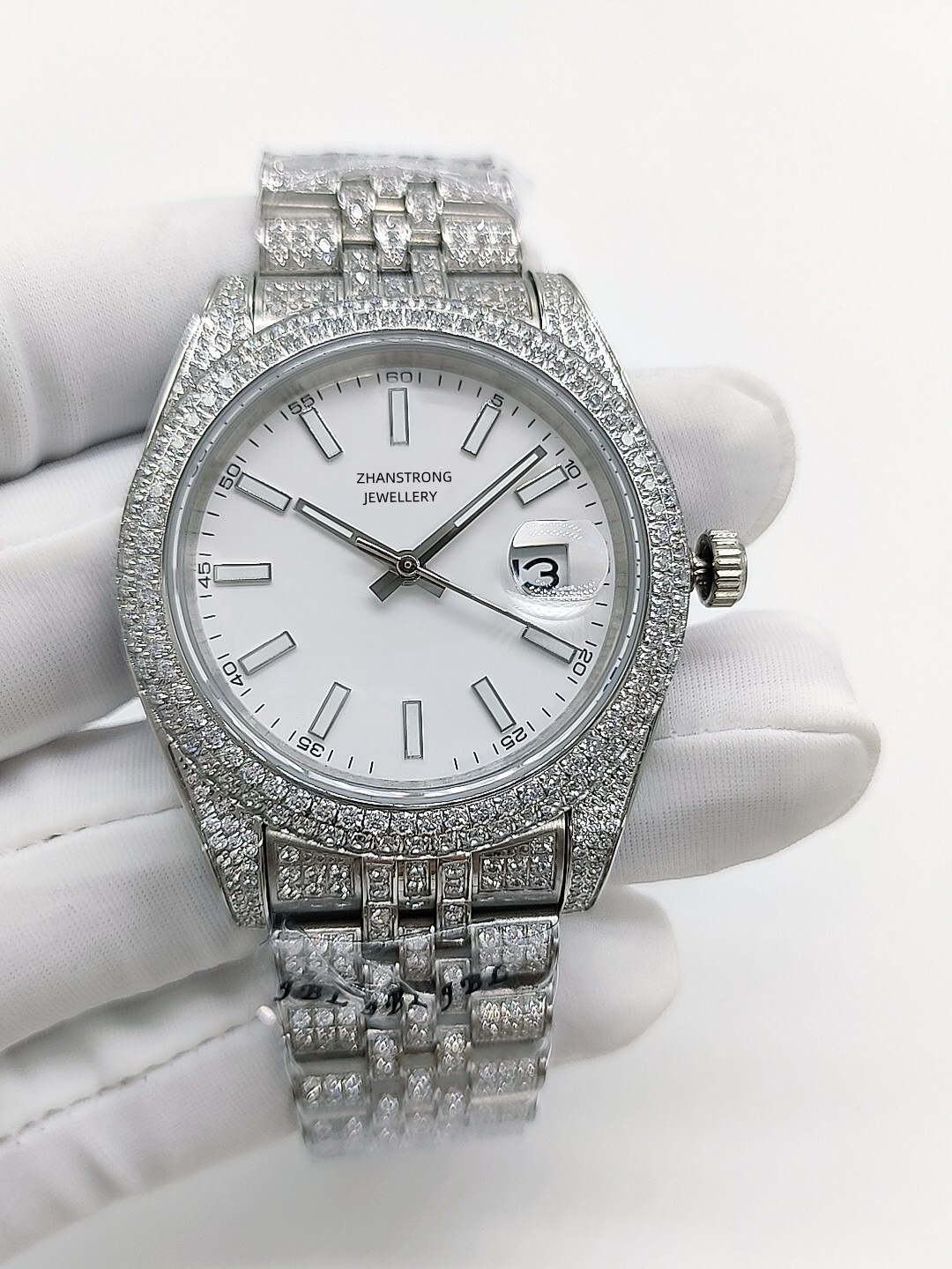 Top Quality Men's Automatic Watches Full Diamond Jubilee Bracelet Mens Mechanical 2813 Movement Stainless Steel Watch Wristwatches Business