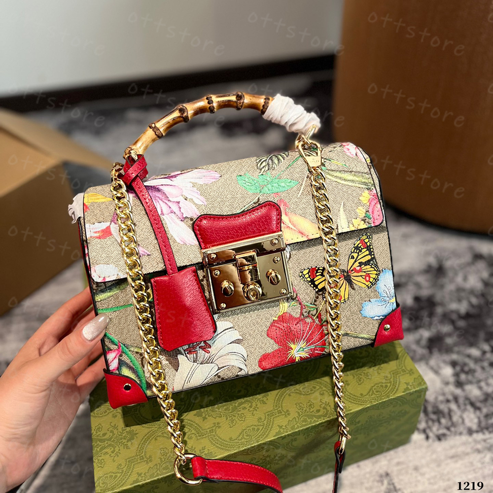 Designer Bag Luxury Handbag Wallet Padlock Shima Gold Chain Shoulder Bag Bee Print Canvas Women's Fashion Cross Body Bags Bamboo Joint Small