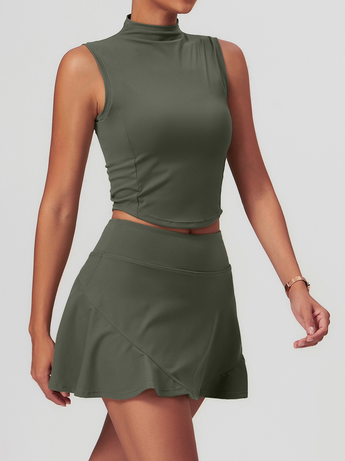 O451 Women's High Waist A-Shaped Yoga Vest - Athletic Leisure Skirts Tenis Skirts Sportswear for Fitness & Running