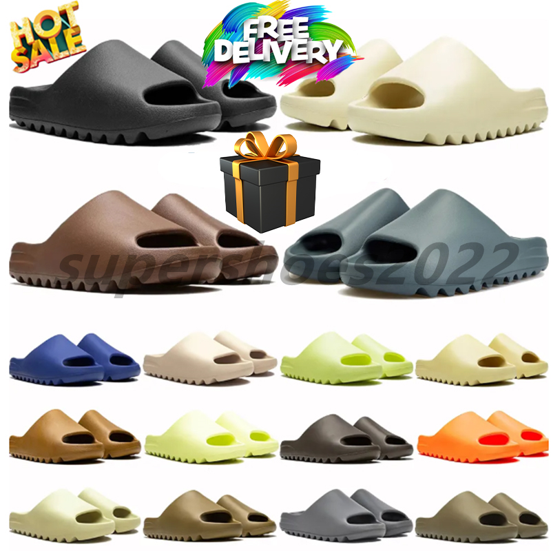2026 New New Athletic Shoe Run Slide Designer Woman Men Women Slides Slippers Sandals Onyx Mineral Blue Sand Bone Resin Black Vermilion Summer Beach