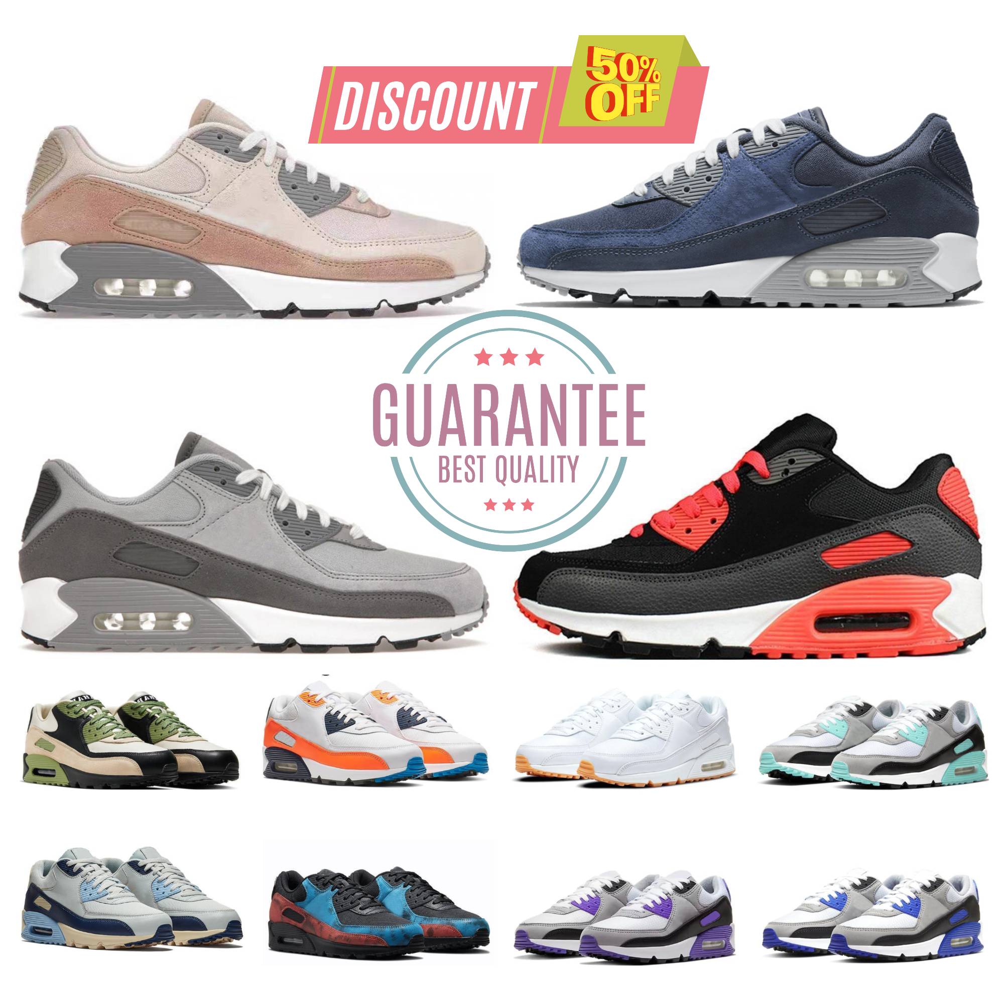Designer 90 90s shoes sports sneakers UNC infrared midnight navy surplus wolf grey cargo khaki triple black white leather mesh trainers outdoor runn