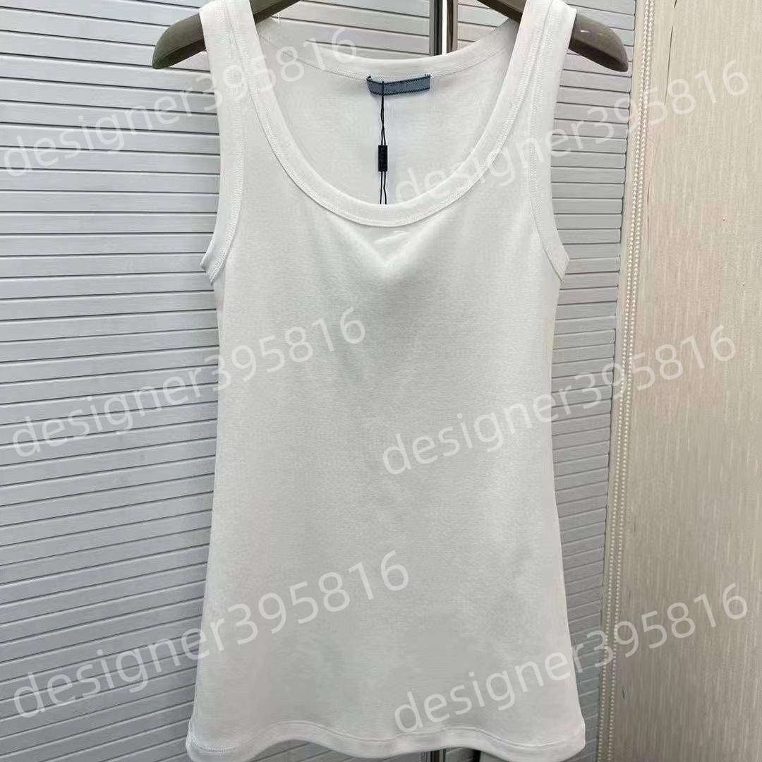 Summer Womens Tops Tees Crop Embroidery Sexy Shoulder Black Tank Casual Sleeveless Backless Top Shirts Luxury Designer Solid Color Vest-image-959342021