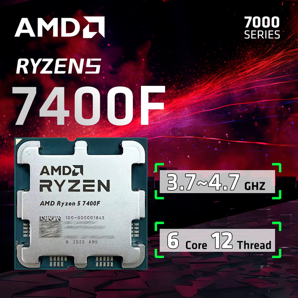 new AMD Ryzen 5 7400F R5 7400F 3.7GHz 5NM L3=32MDesktop Processor Socket AM5 CPU Gaming Processo but no fan