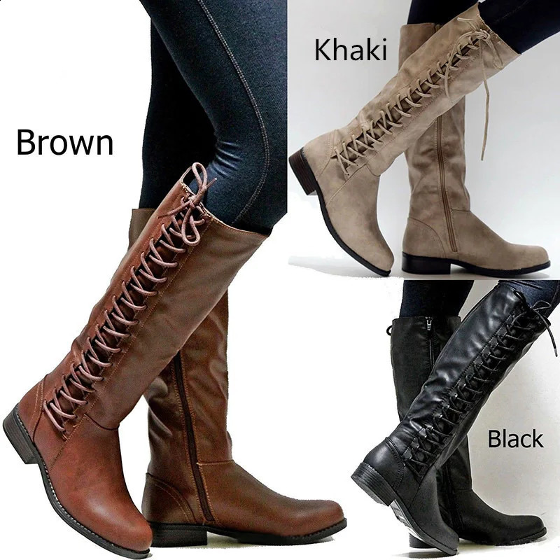 Women Winter Shoes Genuine Leather Women Winter Boots NWarmful High Quality Knee High Boots Lace-Up Motorcycle Boot99 250214