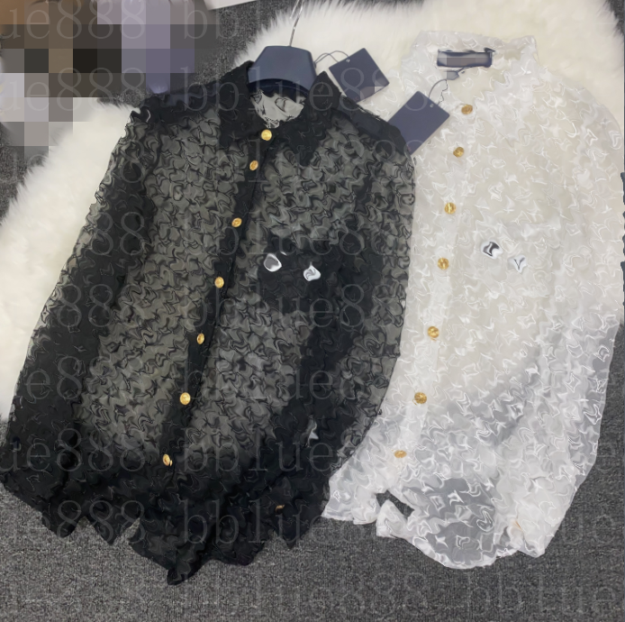 25 Womens Blouses u0026 Shirts designer Shirt Lace Letter Flower Embroidery Sunscreen Clothes Collar Long Sleeve Versatile Solid Color 214 9Z0K M260