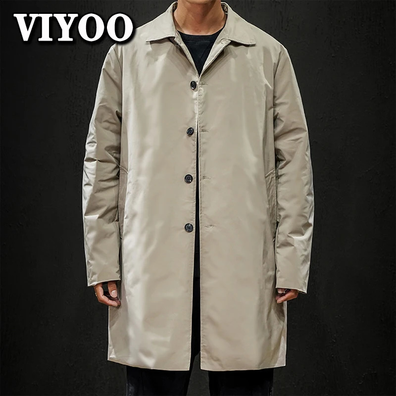 M-5XL Oversized Mens Jackets Spring Single Breasted Medium-Long Male Trench Coat Male Khaki Trench Coat Windbreaker Overcoat 250214