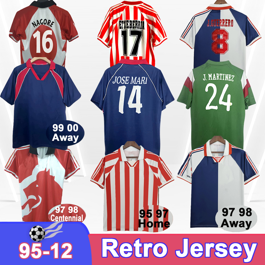 97 98 ALKIZA Retro Mens Soccer Jerseys ETXEBERRIA KARANKA J. GUERRERO J.MARTINEZ Home Away Centennial Edition 95 97 Football Shirt Vintage Unifor-image-969318814