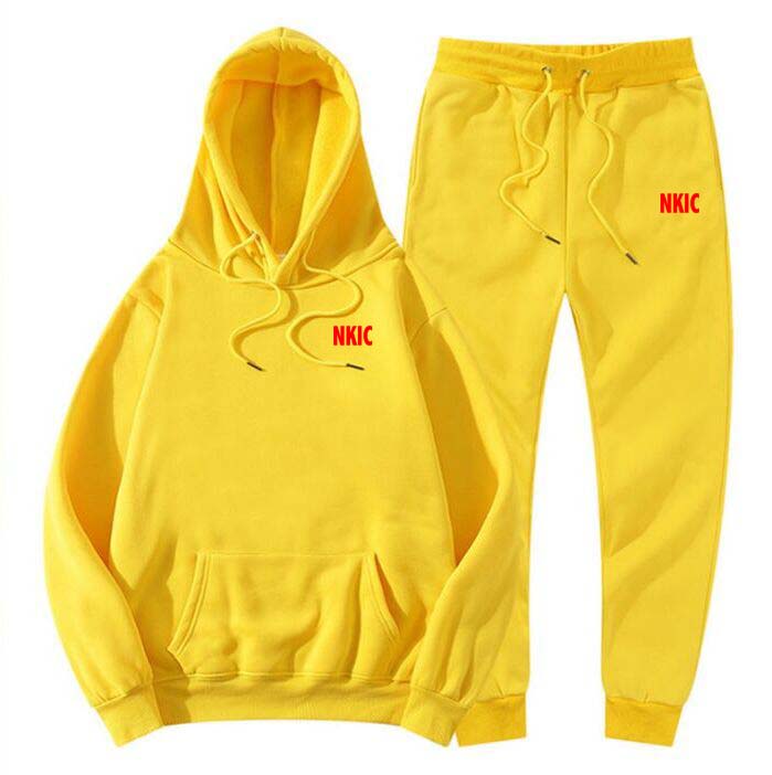 Fall Winter Men's Yellow Tracksuit Hoodie Pants 2Pcs Sets Suit Leisure Sweatshirts Sweatpants Fashion Trends Brand Clothing-image-999825135