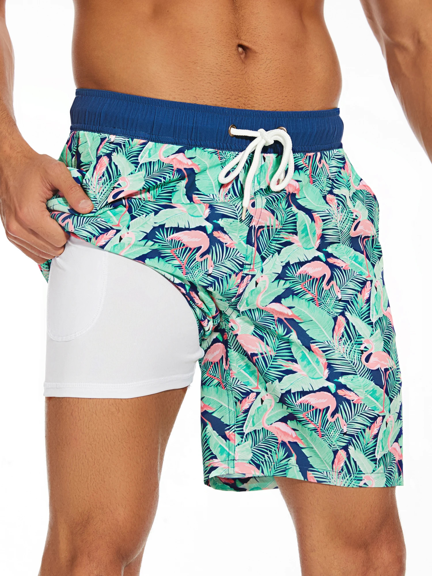 2024 Summer Mens Shorts Fashion Vacation Beach Pants Casual Large Four Corners Milk Silk Inner Street Clothing 250214Z
