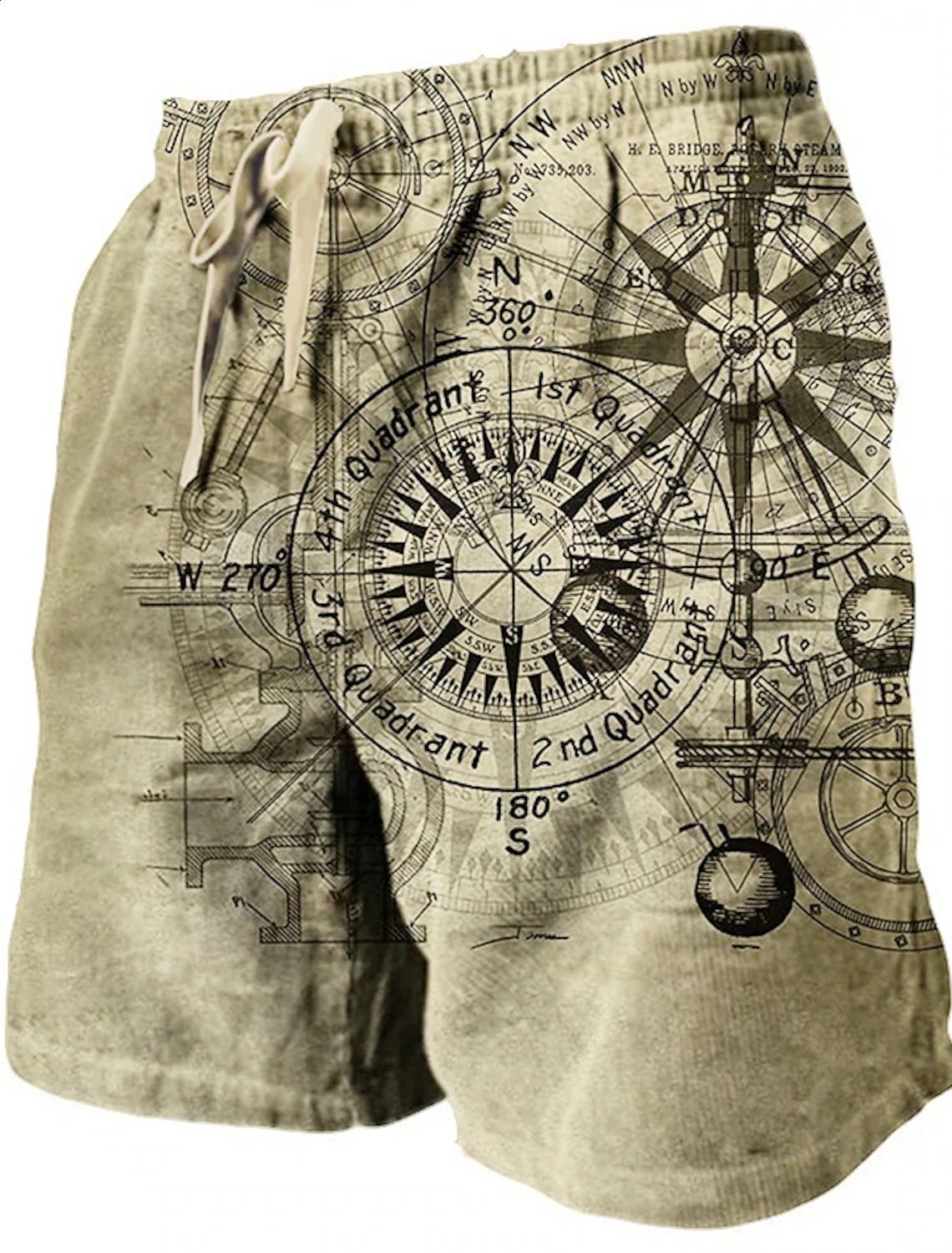 Mens Beach Pants Compass 3D Printed Shorts Summer Breathable Fitness Street Clothing Men 250214Z