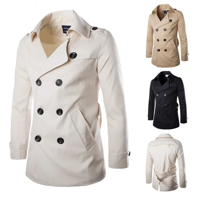Mens Coats Windbreaker Cotton Double-breasted Boutique Coat British Temperament Jackets for Men 250214BJ