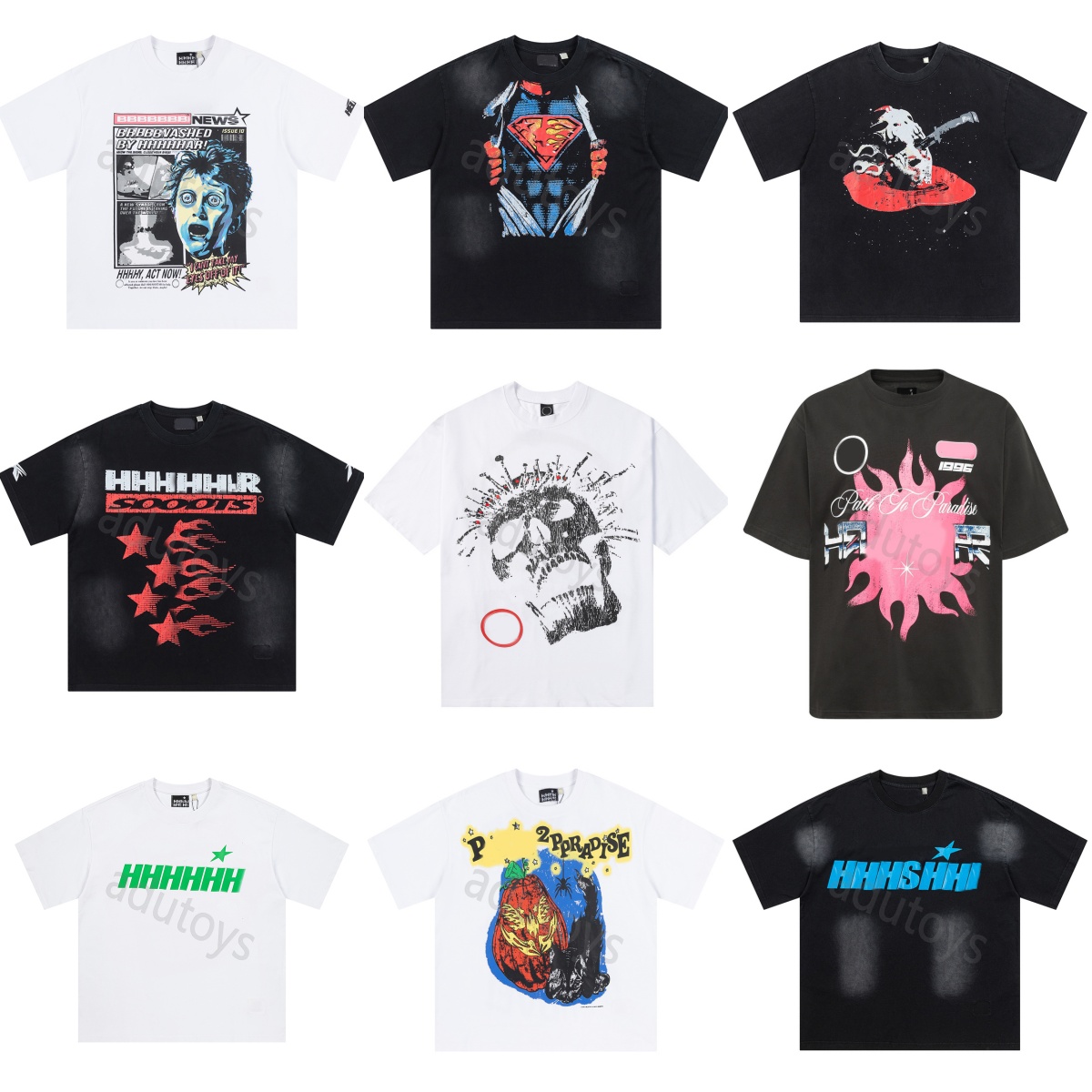 Men's T Shirts Designer hellostar Tees Graphic Letter Print Hellness Starness Short Demonic Clothes Vintage Washed Fabric Sleeve Tops Cotton