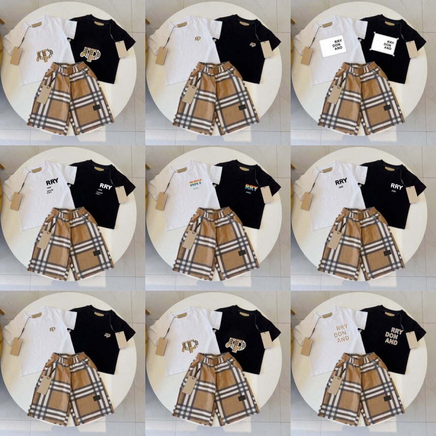 kids clothes designer T-shirts sets girls boys toddler summer Youth baby clothes Soft breathable short sleeved set fashion size 90-1508R7M#-image-1032126148