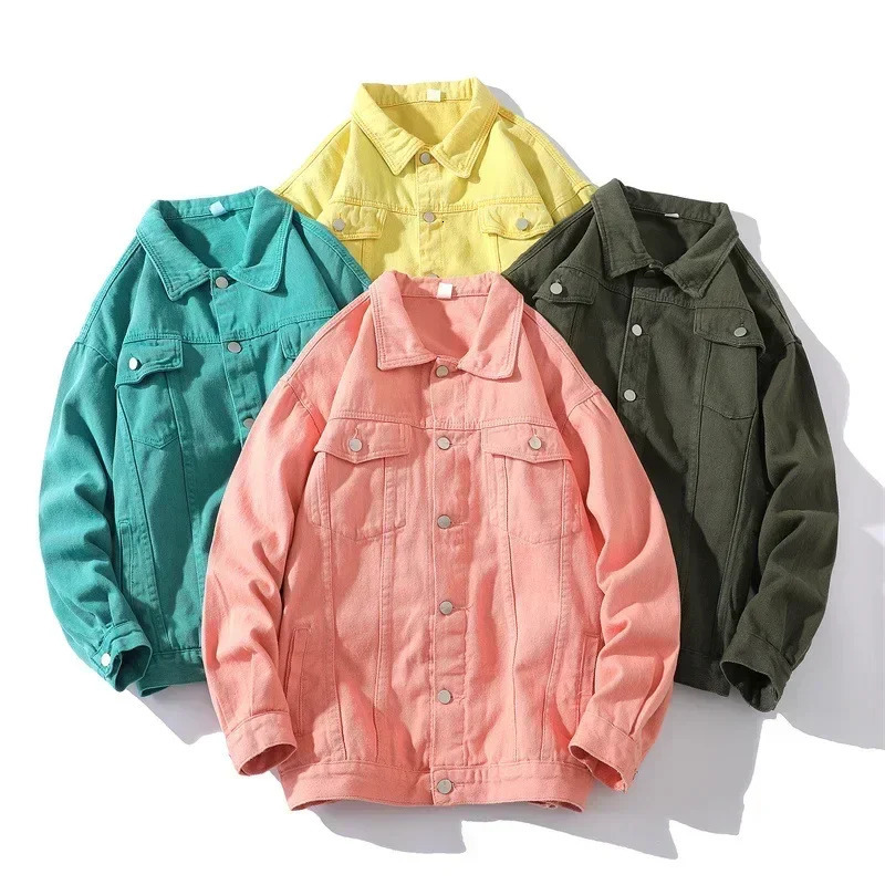Mens Denim Coats Jackets Solid Loose Casual Turn Down Collar Full Sleeve Single Breasted Coat Simple Jacket Autumn Winter 250214Z