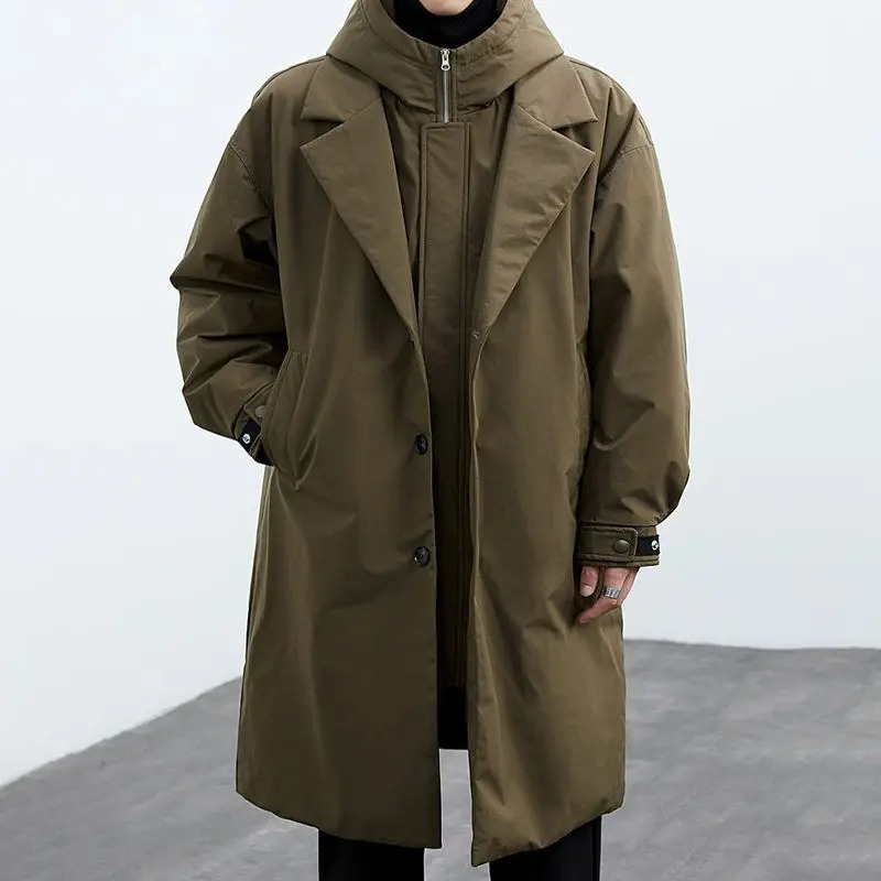 Spring and Autumn Fashion Solid Color Windproof Long Trench Coat Mens Casual Loose Large Size High Quality Coat M-5XL 250214BJ
