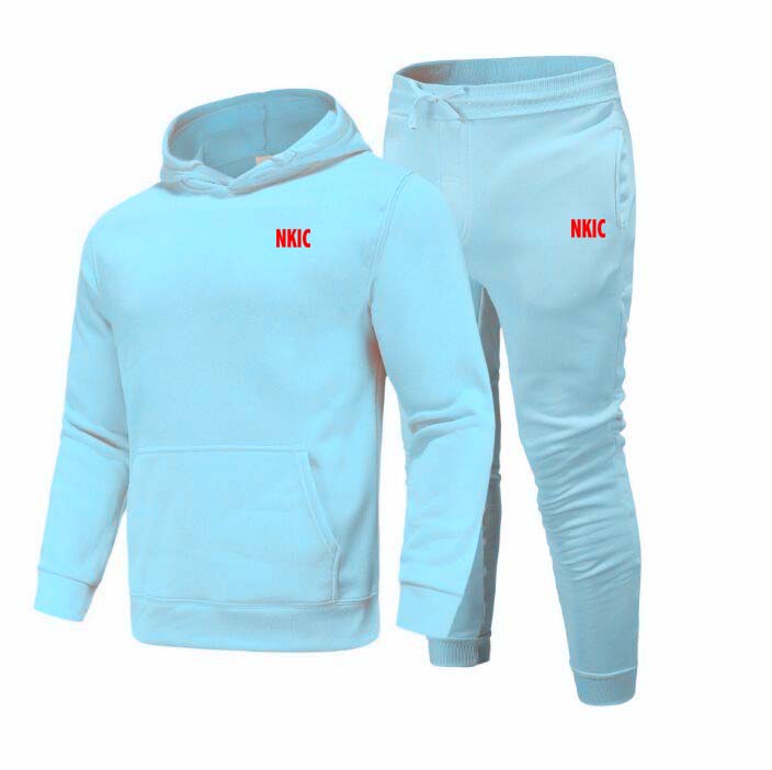 Sweat à capuche pour hommes, vêtements de marque, lettre imprimée, costume, survêtement, pantalon, ensembles bleus, costumes de sport