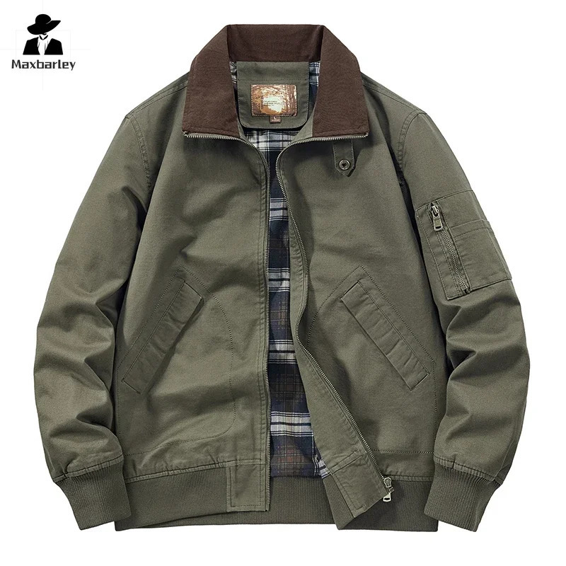 MA1 Cotton WorkJacket Mens Retro Green plus size Denim Jacket 2024 Spring Tactical Windproof Baseball Suit Coat 250214Z