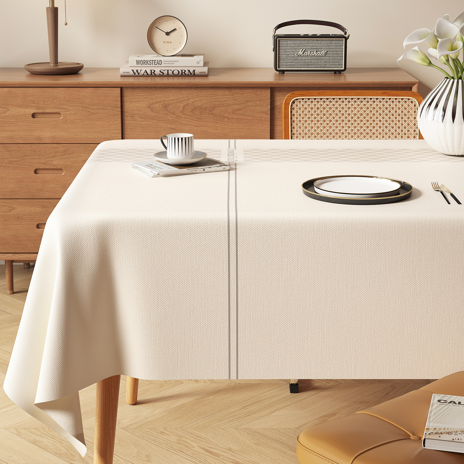 Waterproof and Oil-proof Leave-in Premium Tablecloth U-11-image-1057671917