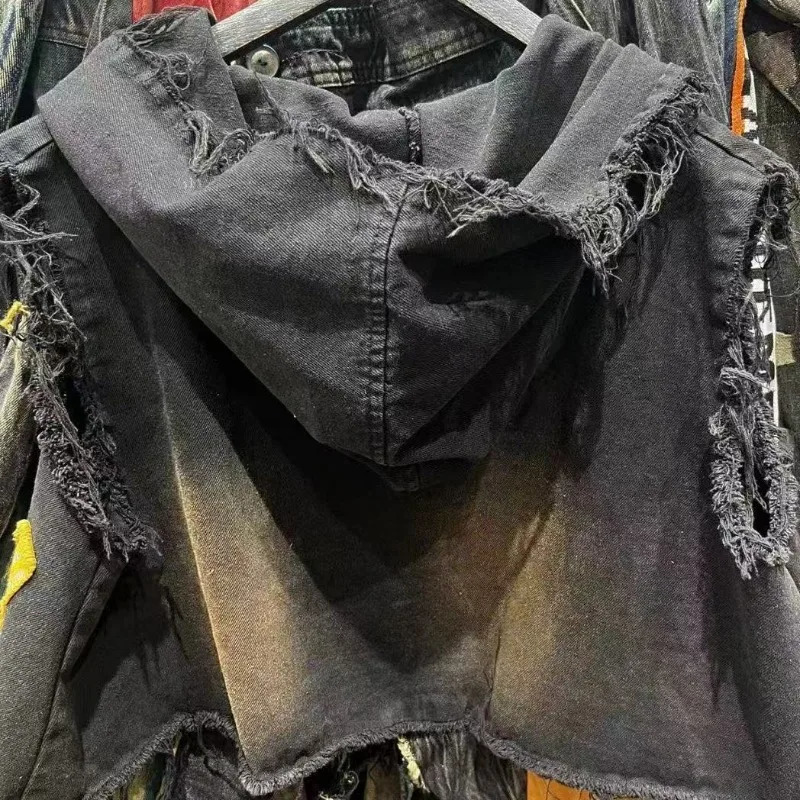 Fashion Dark Style Ripped Lines Hoodie Men Y2k Harajuku Retro Hip Hop Rock Gothpunk Oversized Pullover Women 250214