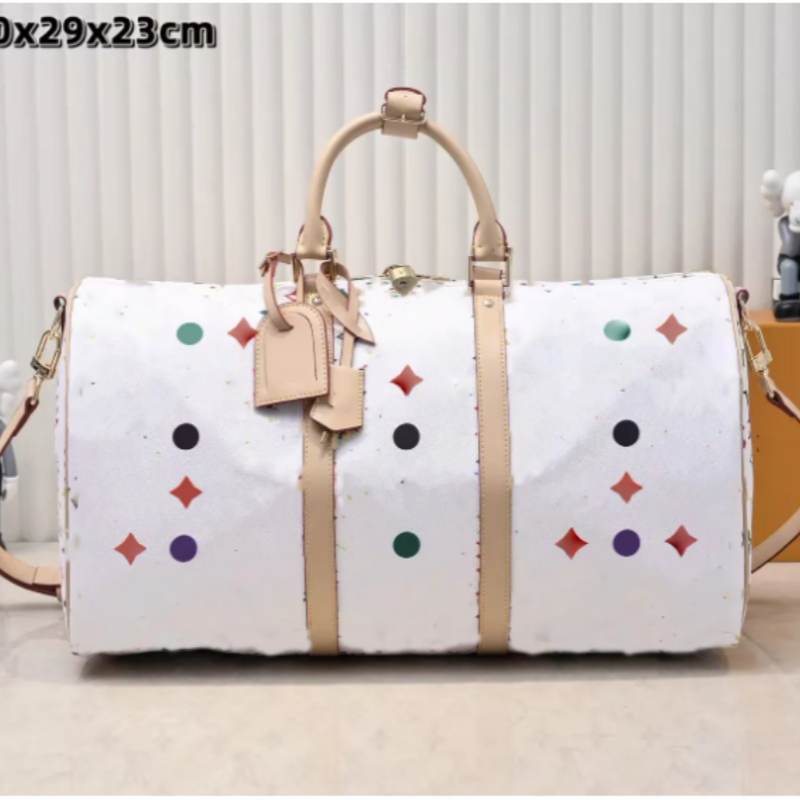 Sac de voyage pour hommes Keepall Leather Takashi Murakami Handbag Fasahion Cherry Blossoms Designer en cuir authentique en cuir coloré sac Duffe