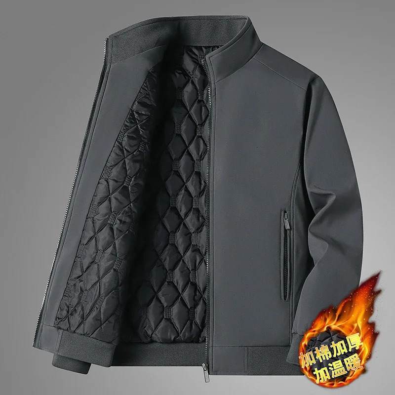 business spring jacket for men autumn casual fashion outdoor windproof plush thick solid loose 250214Z