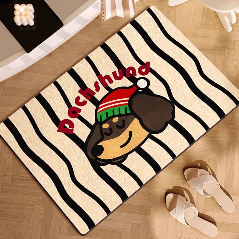 Cartoon Sausage Puppy Bathroom Anti-slip Mat Toilet Door Mat Absorbent Quick-drying Bathroom