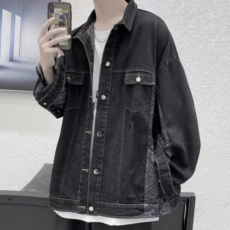 Fashion Lapel Button Spliced Pockets Allmatch Coats Mens Clothing 2023 Autumn Loose Casual Tops Long Sleeve Korean Jackets 250214Z