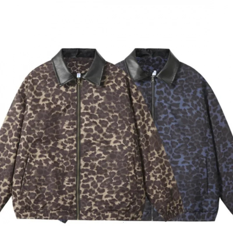 Trendy American Style Leopard Print Loose Fit Jacket For Men And Women Vintage Casual Couple Look Niche High Street Fashion 250217