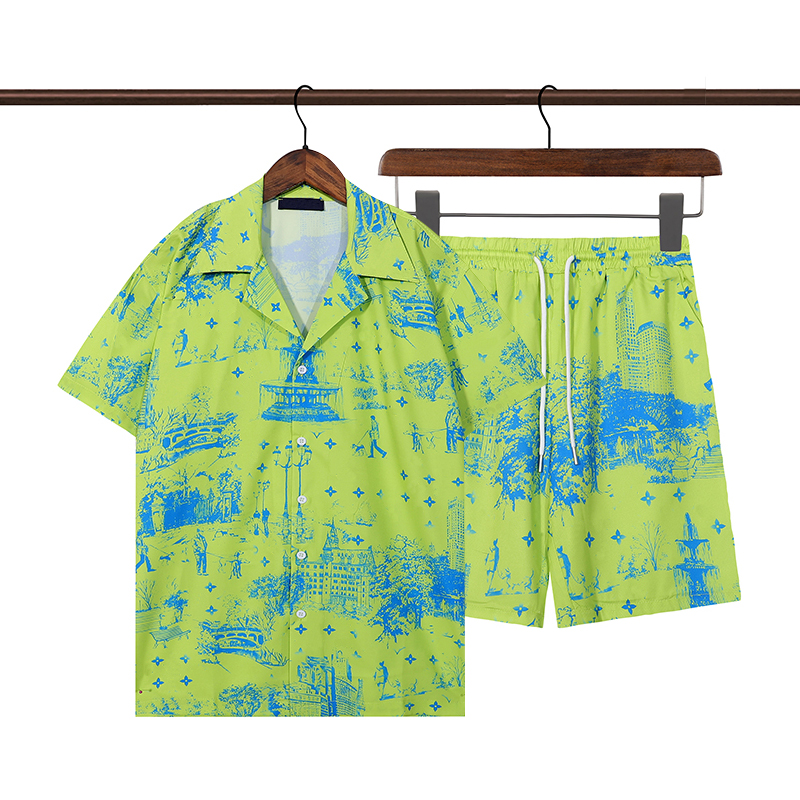 Fashion Hawaii Floral Letter Print Beach Shirts Men's Designer Silk Bowling TShirt Casual Shirts Men Summer Short Sleeve Loose Dress Shirt M