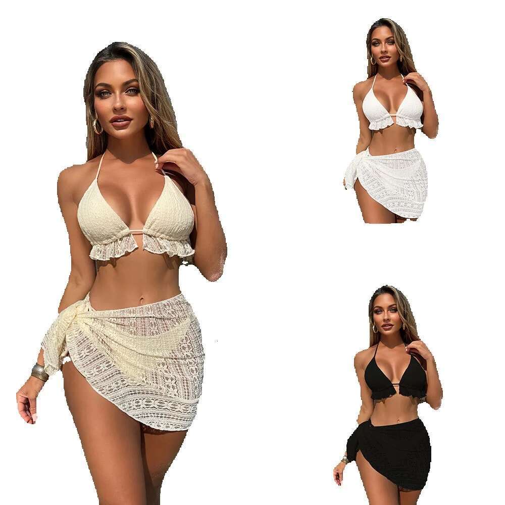 2025 Bikini nouvel épissage avancé sensuel à lacets printemps chaud Maillot De Bain femmes 3 pièces ensemble vêtements De plage Maillot De Bain m