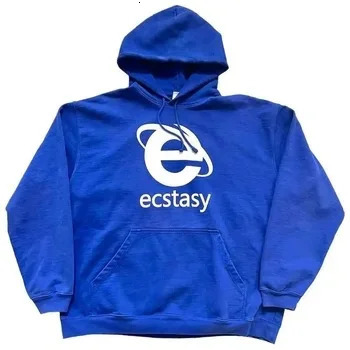 Mens Street Wear Autumn_Winter Ecstasy Letter Pattern Printed Hoodie Womens Y2K Style Harajuku Sports Hip Hop Hoodie Style 250217