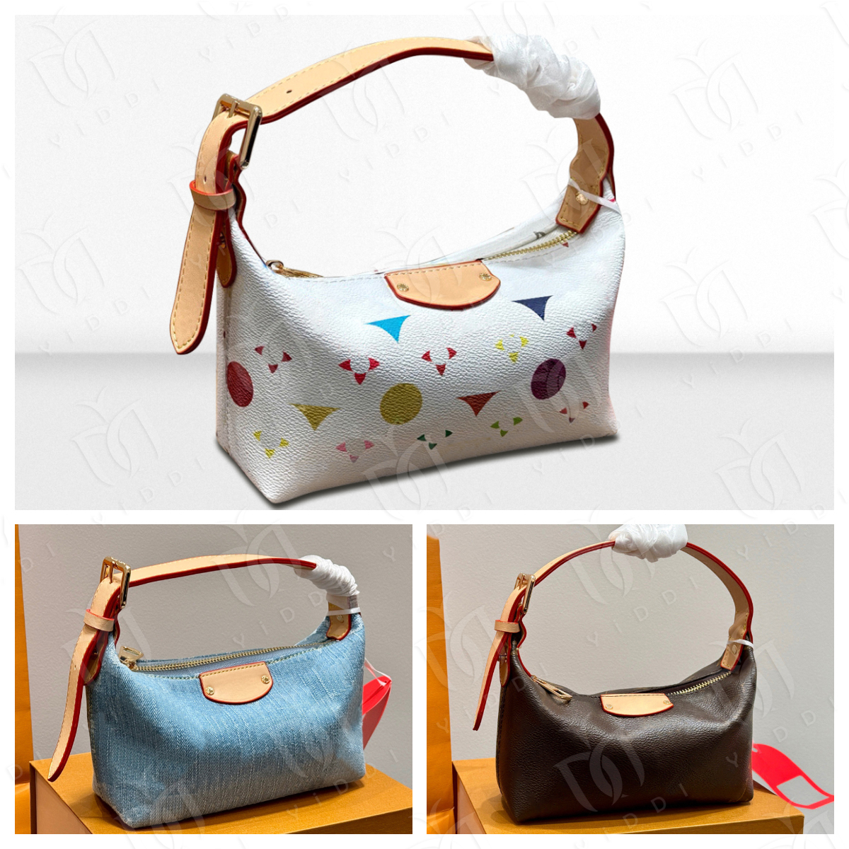 Designer Wristlet bags Womens New wave multicolor pochette Denim bag Luxury clutch Evening Bags Korean Style Pouch dumpling bag Designer Denim purse