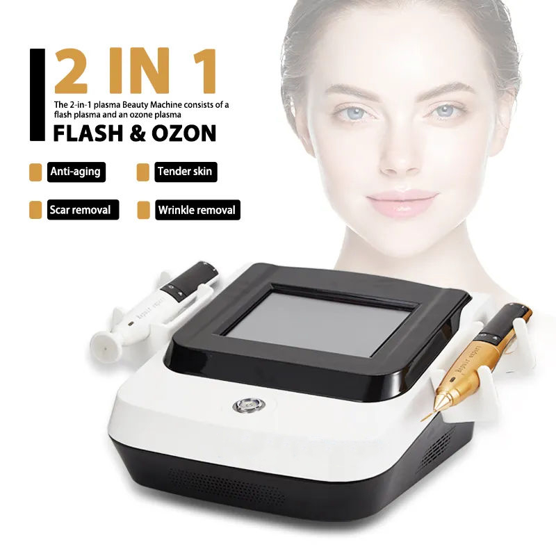 Professional 2 Handles Fibroblast Plasma Pen 2 In 1 Face Lifting Anti-Aging Removing Spots And Wrinkles And Cleaning Skin Ozone + Plasma Skin Rejuve