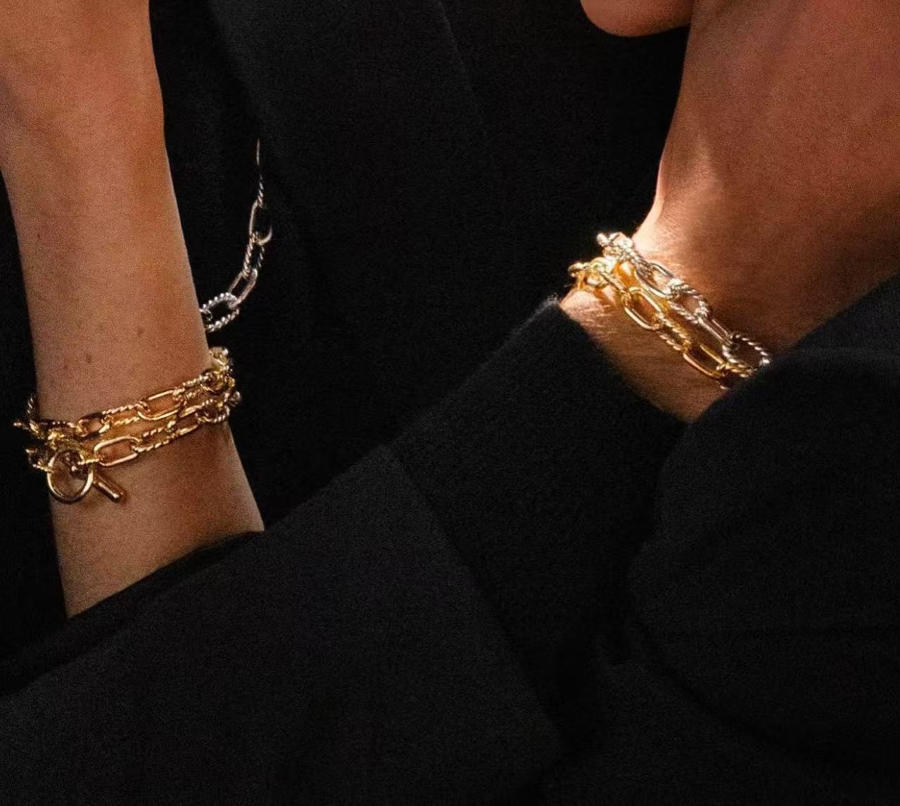New Niche designer bracelet K gold buckle chain bracelet designer classic punk silver bracelet interlocking luxury jewelry street retro jewelry wome