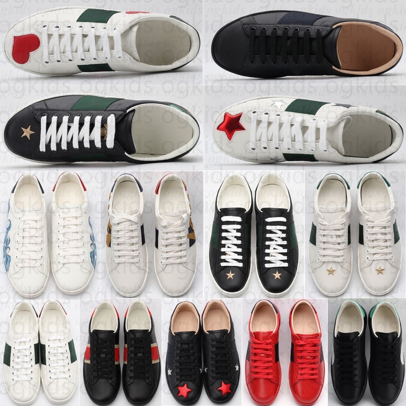 Designer Shoes High Quality Leather Sneakers Embroidery White Green Red Stripes Classic Mens and Womens Casual Outdoor shoe-image-996075376