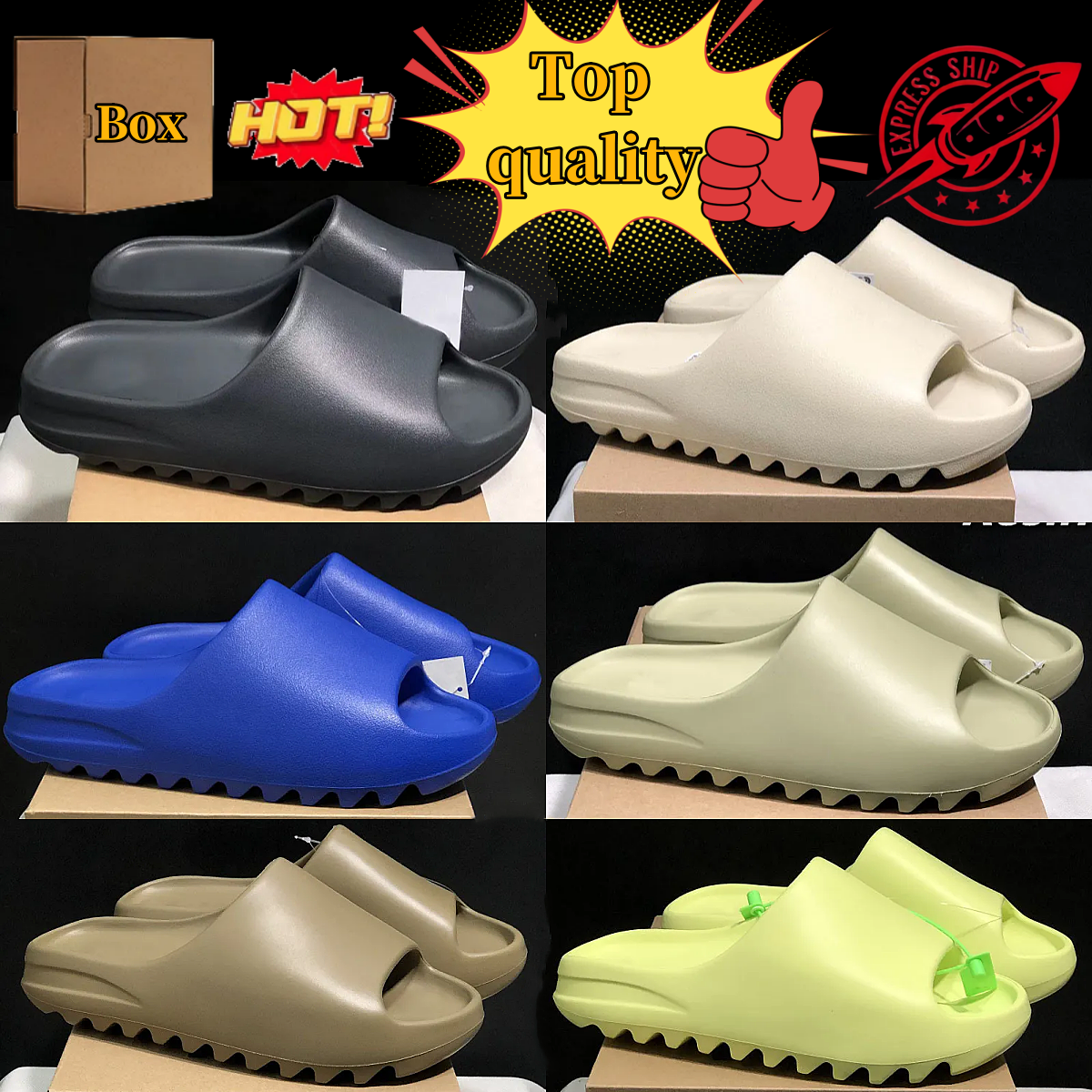 With box Designer Men Woman Onyx Sand Ochre Bone Vermillion Mineral Blue Flax Pure Sandals Slipper Resin Ararat MX Sand Grey Azure Sulfur Glow Gr-image-951813815