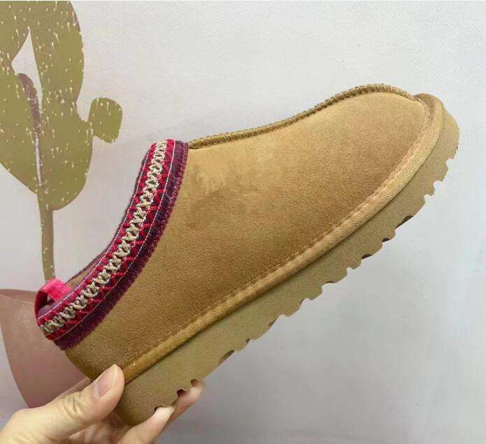 Man Women Tasman slipper Mini snow boots plush Sheepskin Braided leopard print keep warm boots with card dustbag cozy Casual slipper Home Beautiful