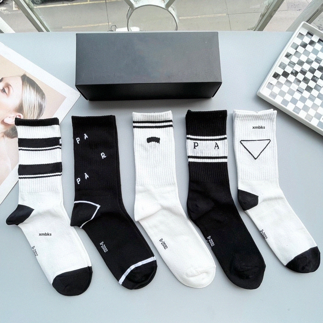 Socks Five Pair Luxe Sports Winter Mesh Mens Womens Letter Printed Sock Embroidery Cotton men Women Red g2Hz#