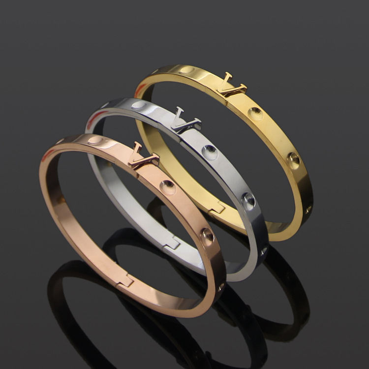 Mens Designer Bracelets Bangle V Letter Classic Round Nail Bracelet Jewelry Designer For Womens
