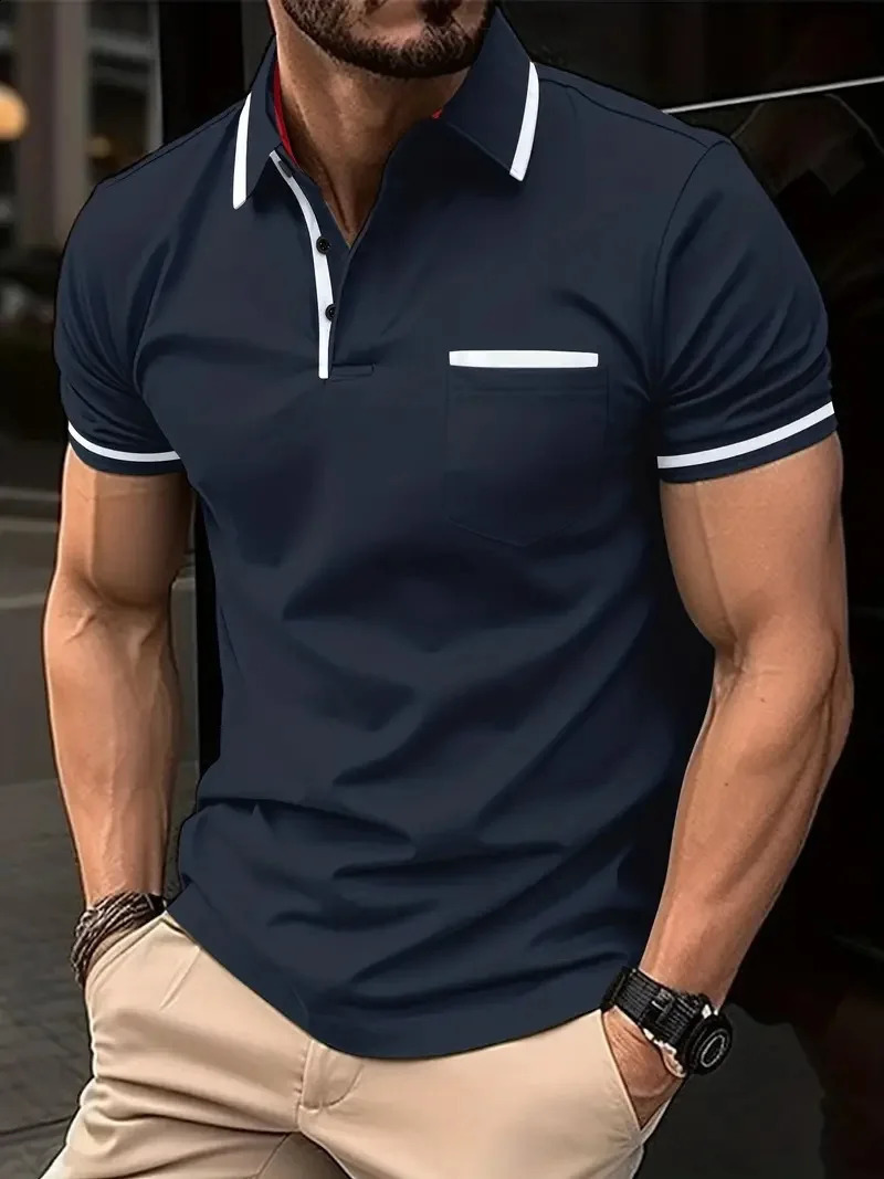 Europe and the United States crossborder ins 2024 summer quick sell POLO shirt button pocket mens sports polo 250220